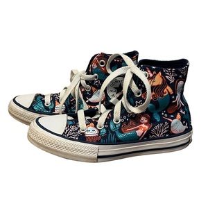 Converse All Star Hi Top Navy Blue Mermaid Ocean Sneakers, Kids Size 12